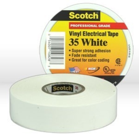 3M Electrical Tape, Scotch Electrical Tape, # 35 (10828-Ba-10), White 54007-10828